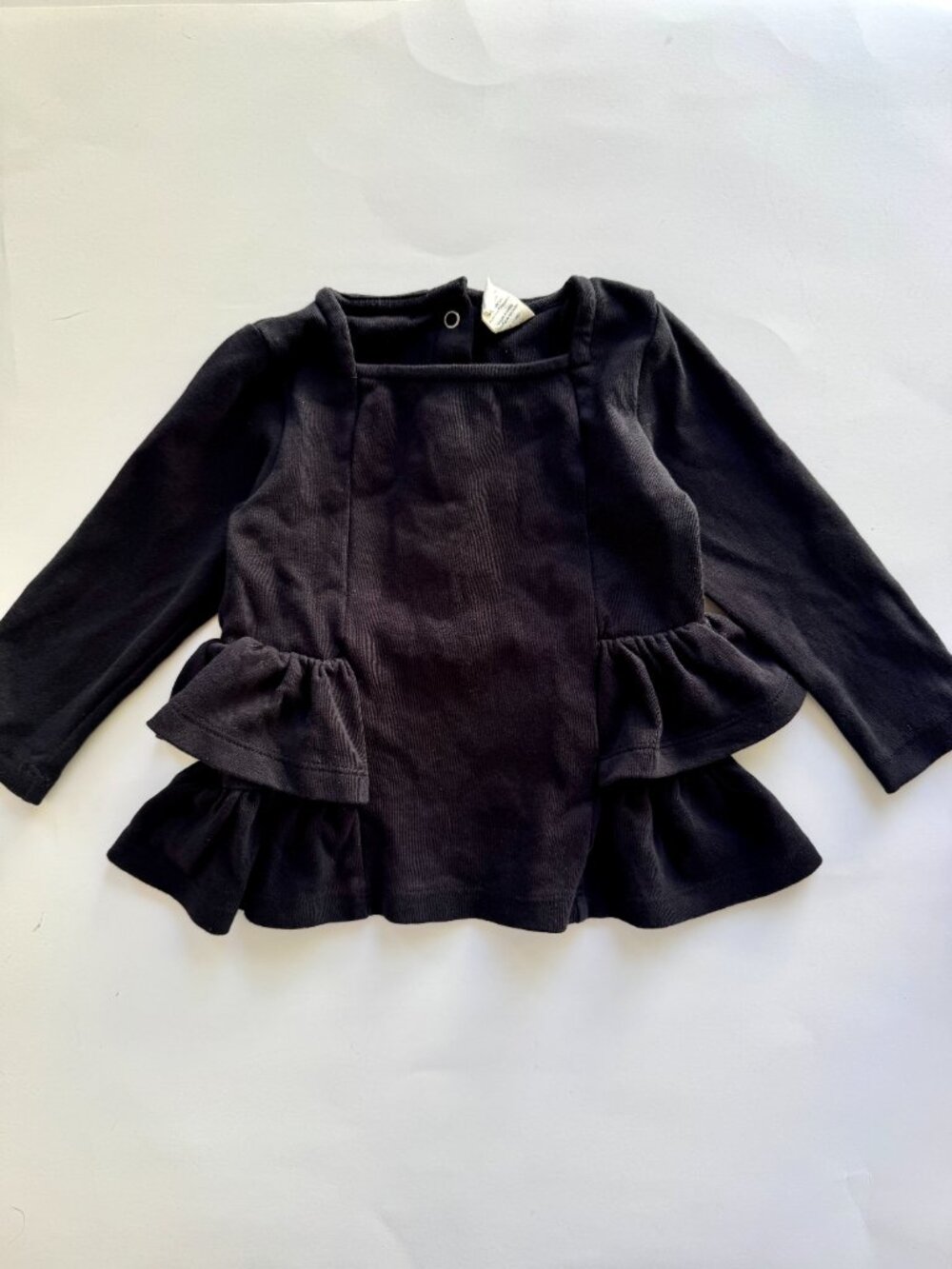 Kate Quinn Organic Black Ruffle Tunic Top 18-24M